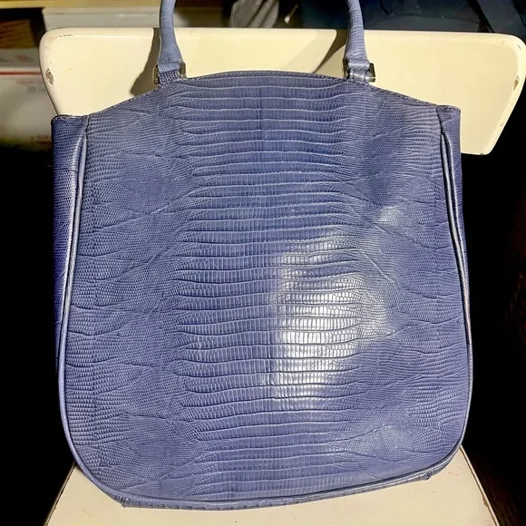 Talbots Alligator Print Leather Handbag Made in Italy. Brilliant Blue! - Picture 1 of 6